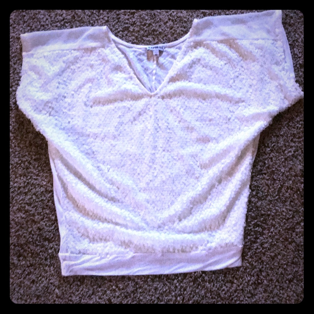 Express White sequin dolman Top